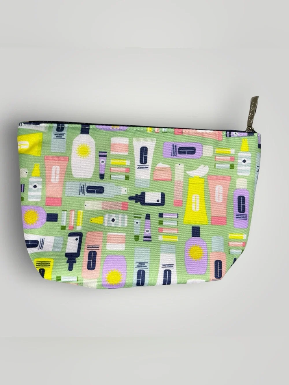 Clinique x kate spade Cosmetic Pouch in Mint Green with Pastel Multi-Color Print